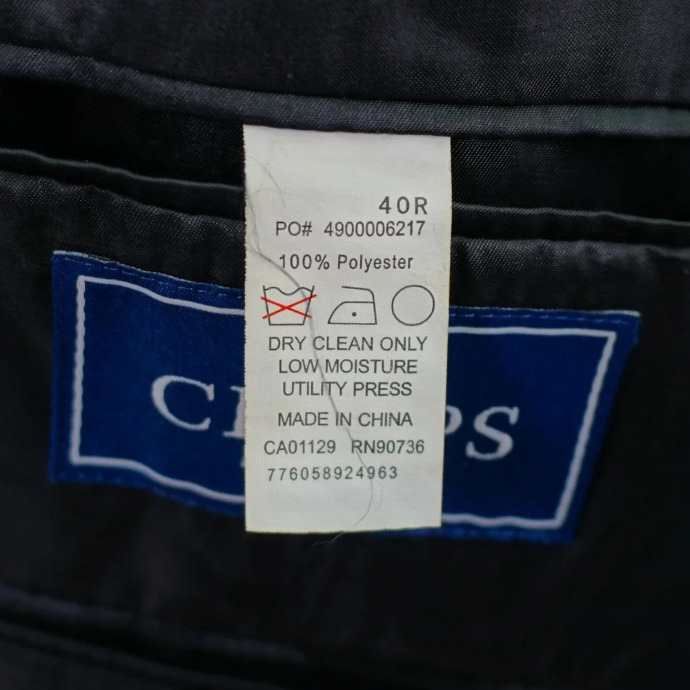 Chaps Polyester‎ Suede Lined Black 2 Button Blazer 40R